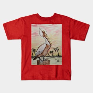 Pelican at Sunset Kids T-Shirt